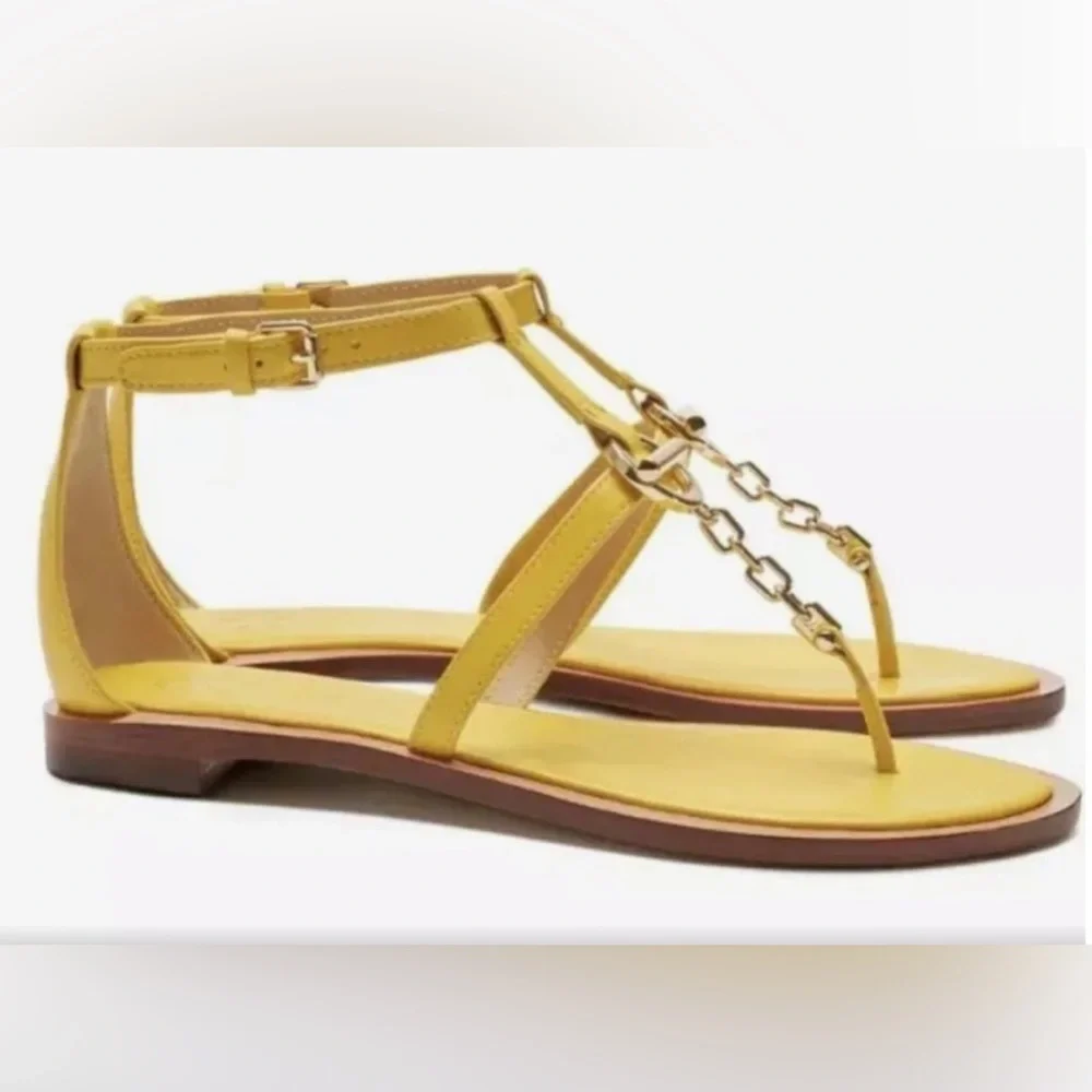Tory Burch Toggle Flat Sandal in Gold Leather
